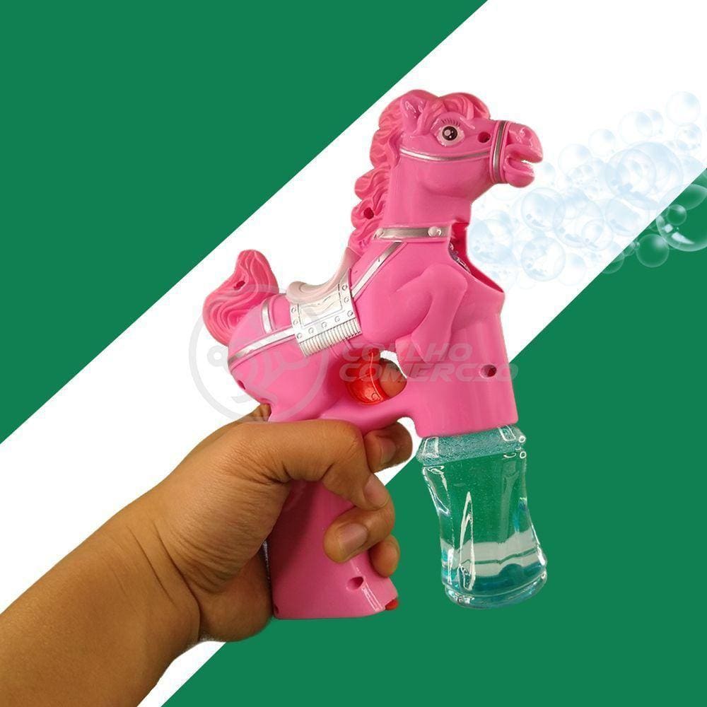 Cavalo Bolhudo Elétrica Pop Tik Tok Lança Bolhas Rosa