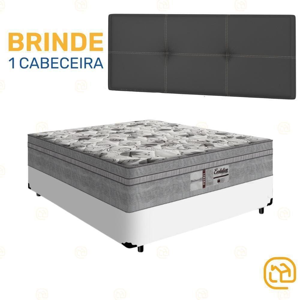 Box Casal Branca + Cabeceira Preta + Colchão De Molas 138cm
