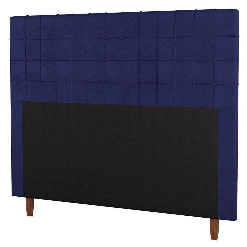 Cabeceira Cama Box Casal Queen Size 160Cm Veludo Azul