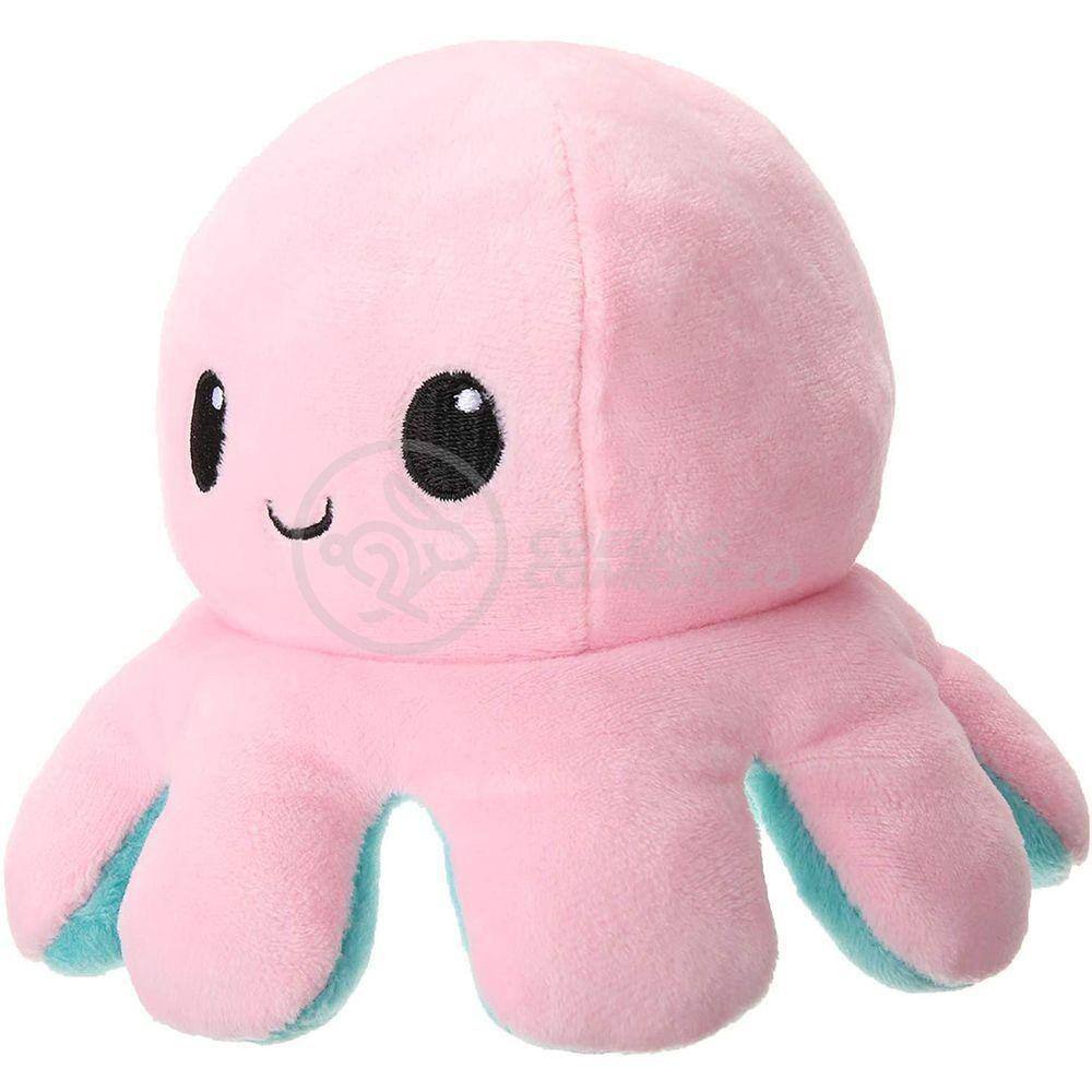 Polvo Reversível De Pelúcia Feliz E Bravo Rosa E Azul