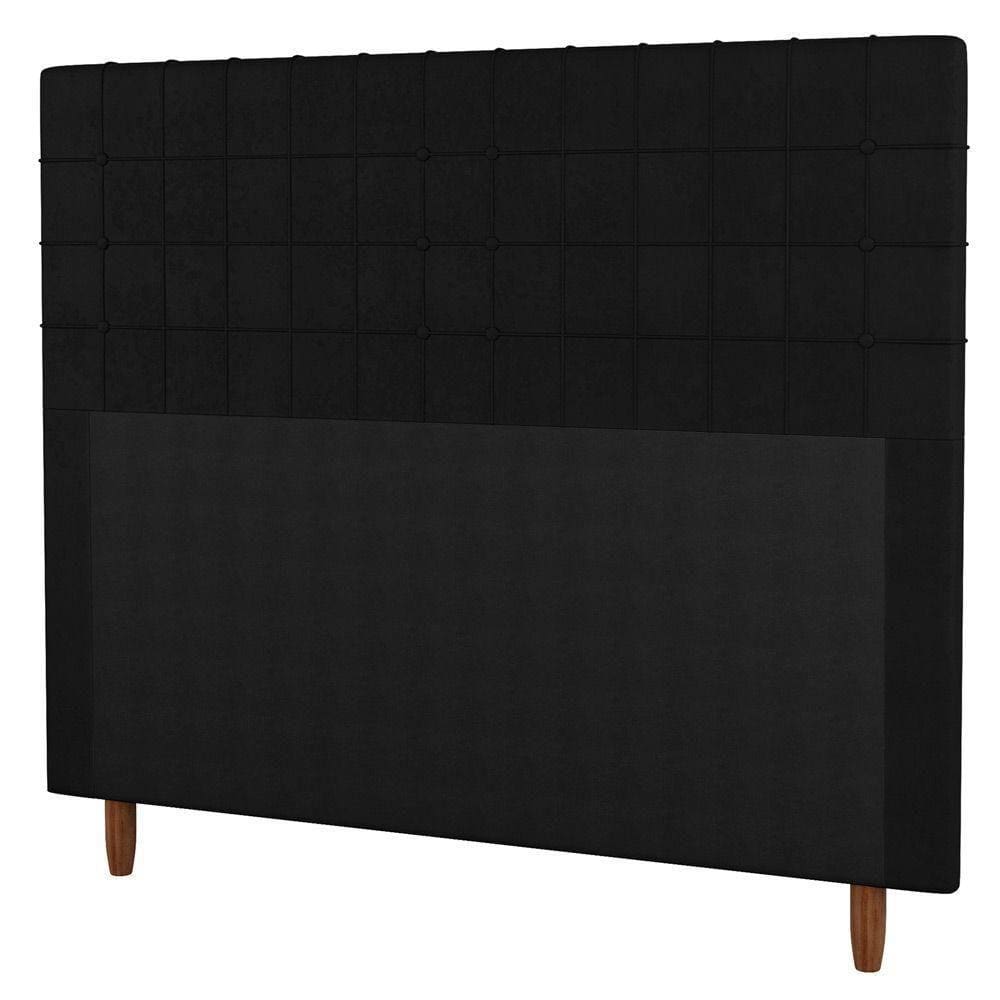 Cabeceira Cama Box Solteiro Parisis 90cm Sintético Preto