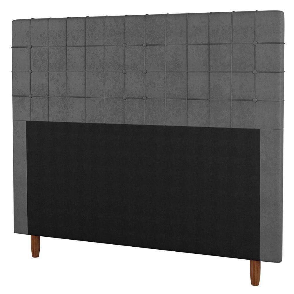 Cabeceira Cama Box Solteiro Parisis 90Cm Veludo Cinza