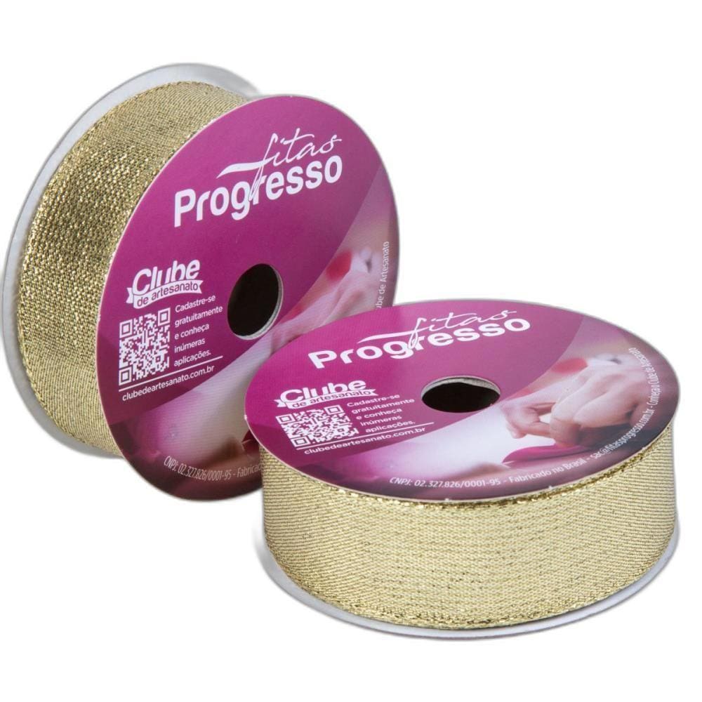 Fita Metalizada 25Mm 10M Ouro Aramada  7891521660735