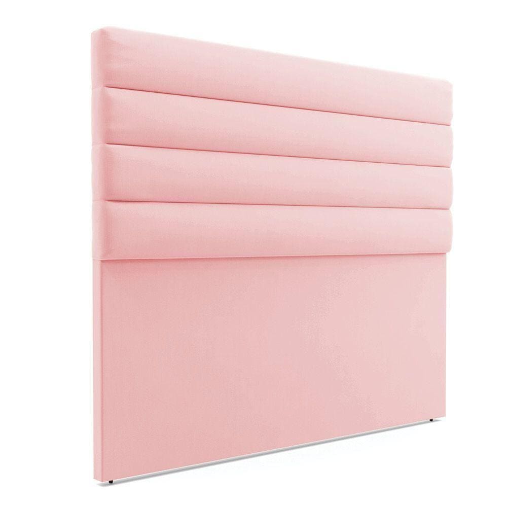 Cabeceira Para Cama Box Queen 160 Cm Suede Rosa Bebê