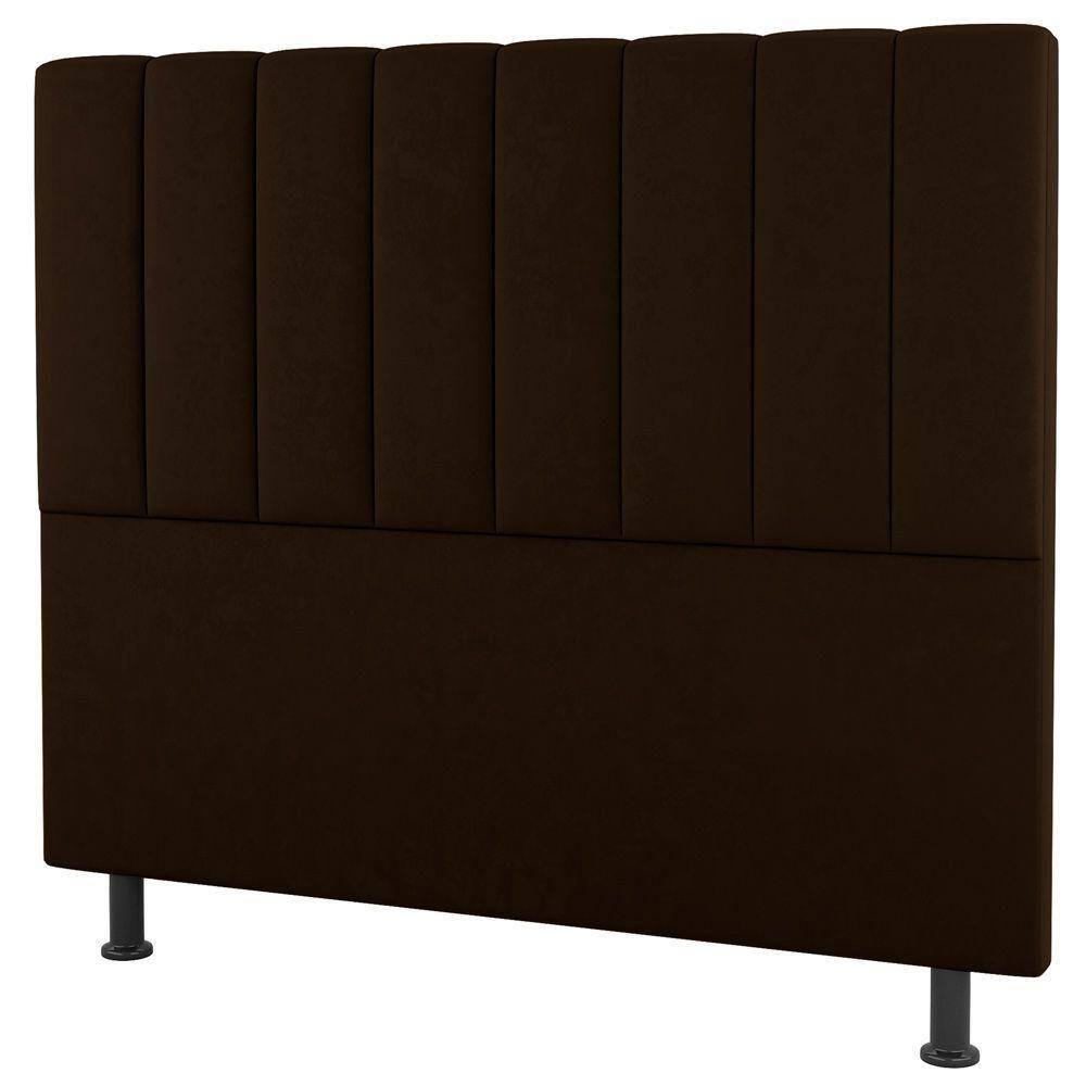 Cabeceira Cama Box Solteiro Cora 90Cm Suede Marrom