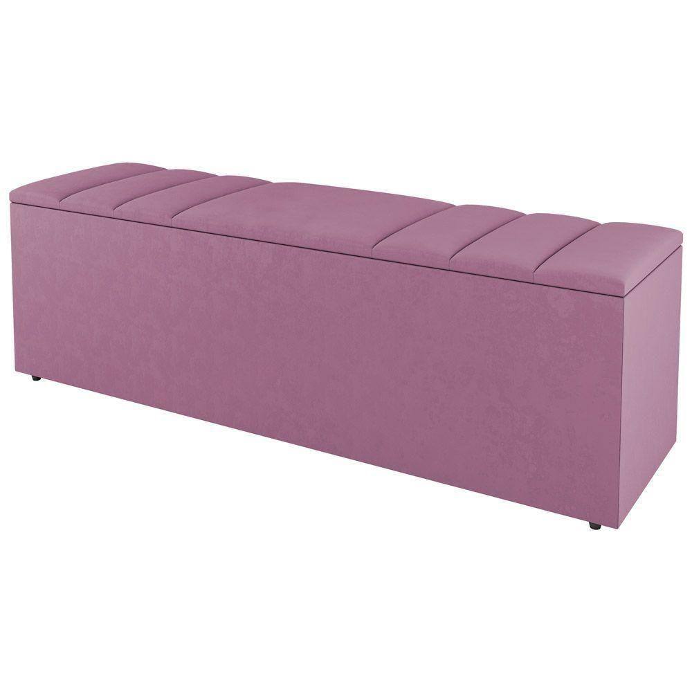 Calçadeira Baú Solteiro Grace 90Cm Suede Rosa - Desk Design
