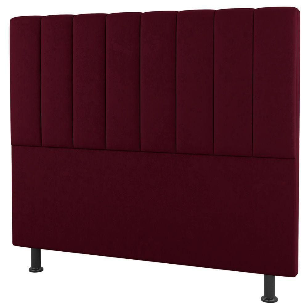 Cabeceira Cama Box Solteiro Cora 90Cm Suede Bordô