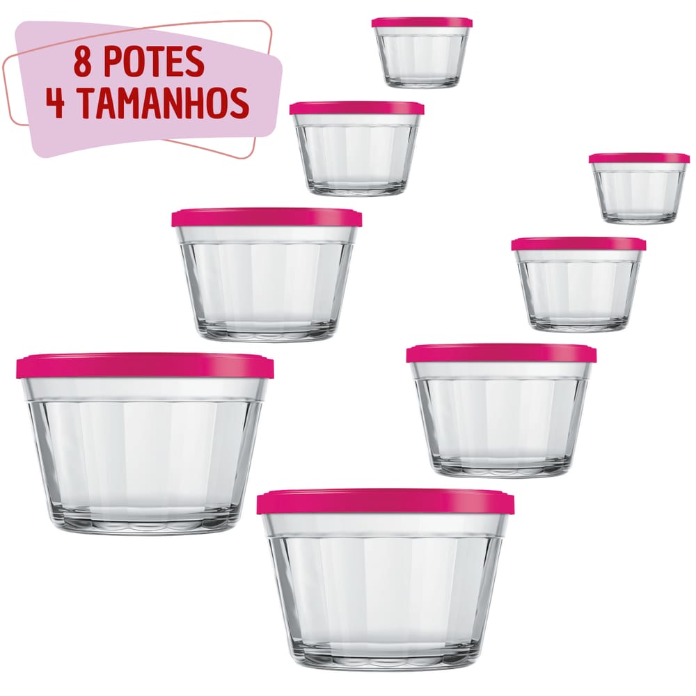 8 Potes Americano De Vidro Tampa Cores 150ml 350ml 600ml 1L