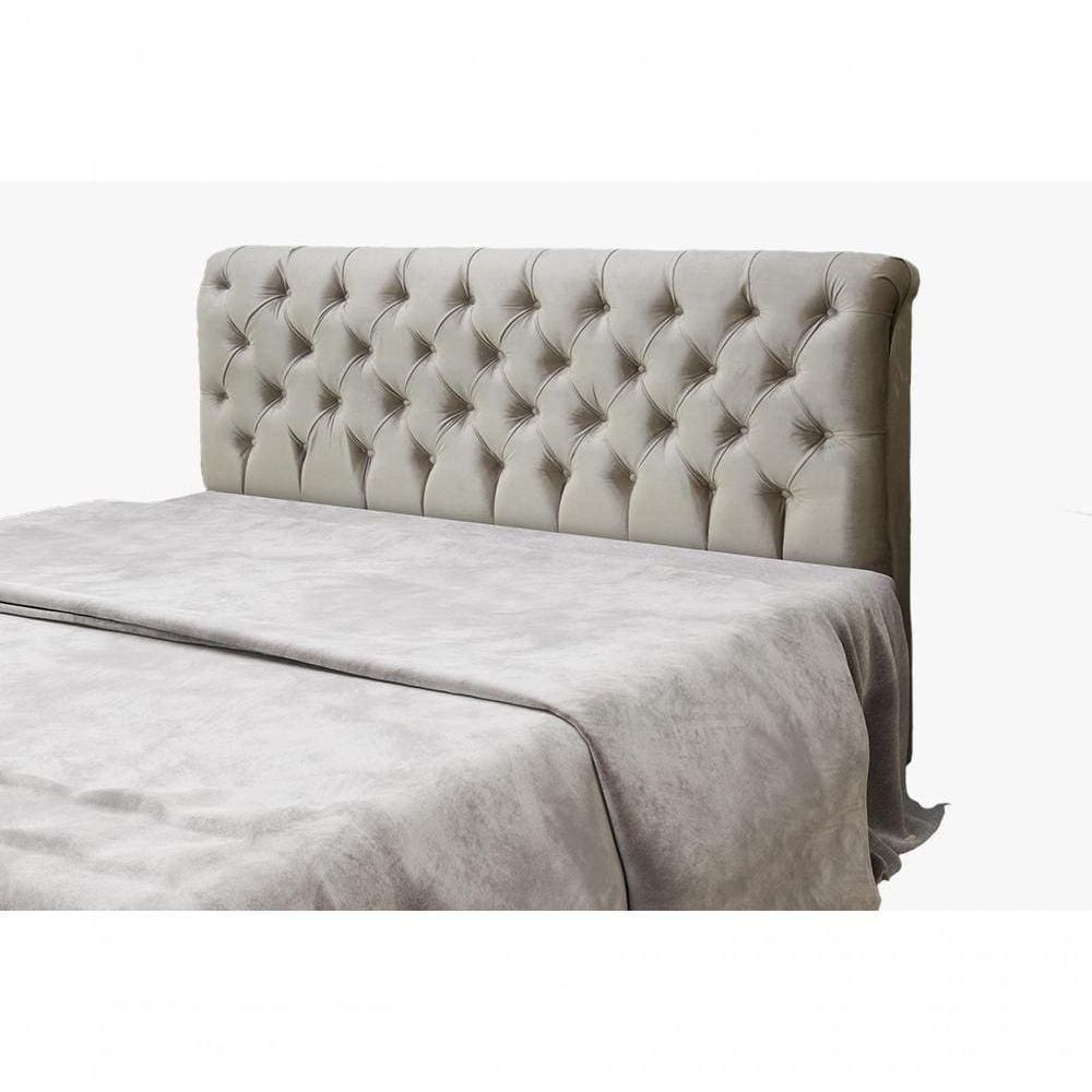 Cabeceira Solteiro Estofada Imperatriz Suede Bege