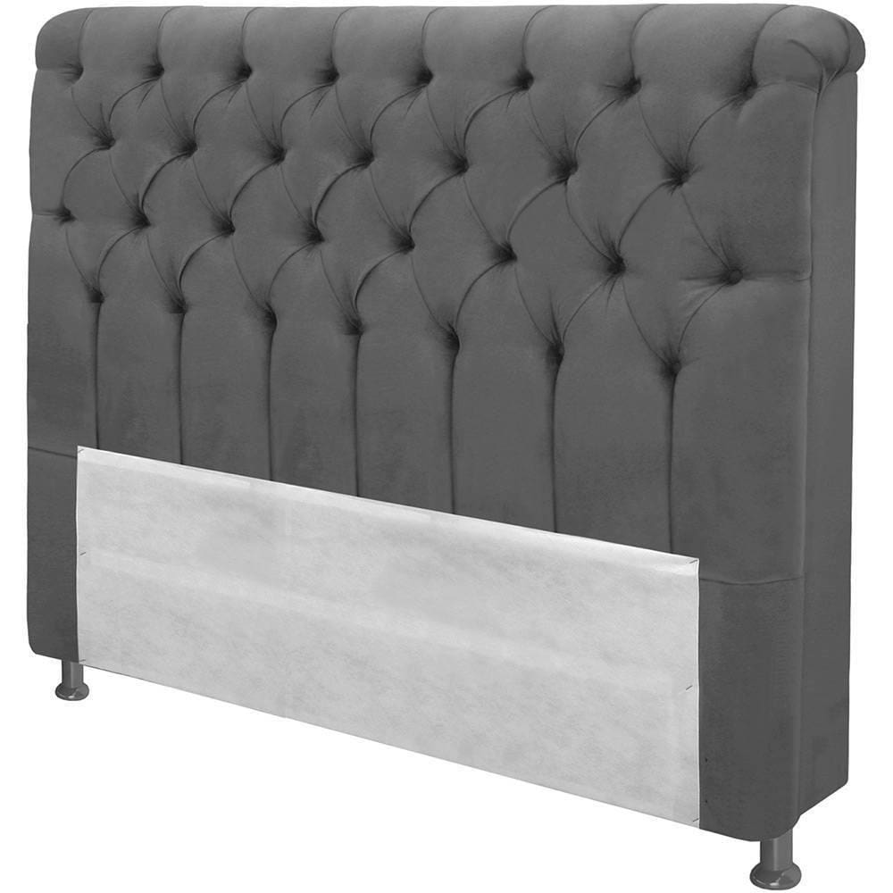 Cabeceira Solteiro Estofada Imperatriz Suede Cinza Simbal