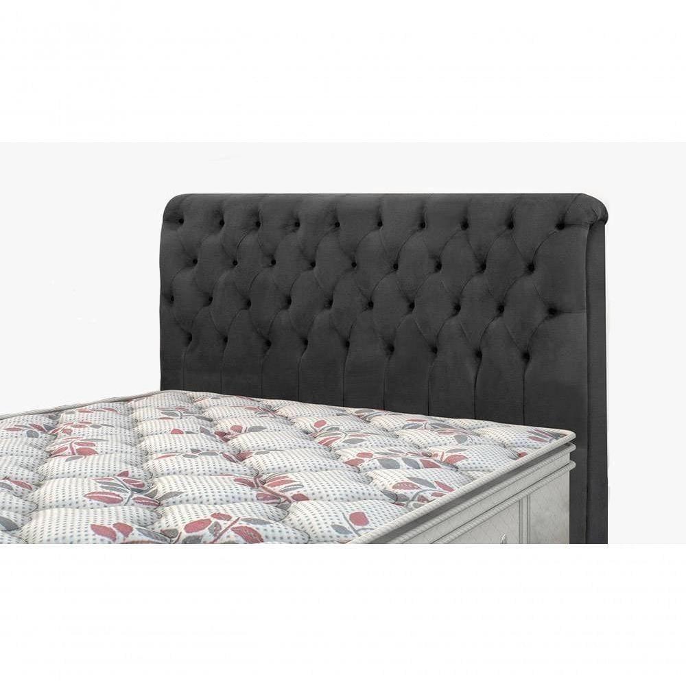 Cabeceira Solteiro Estofada Imperatriz Suede Preto Simbal