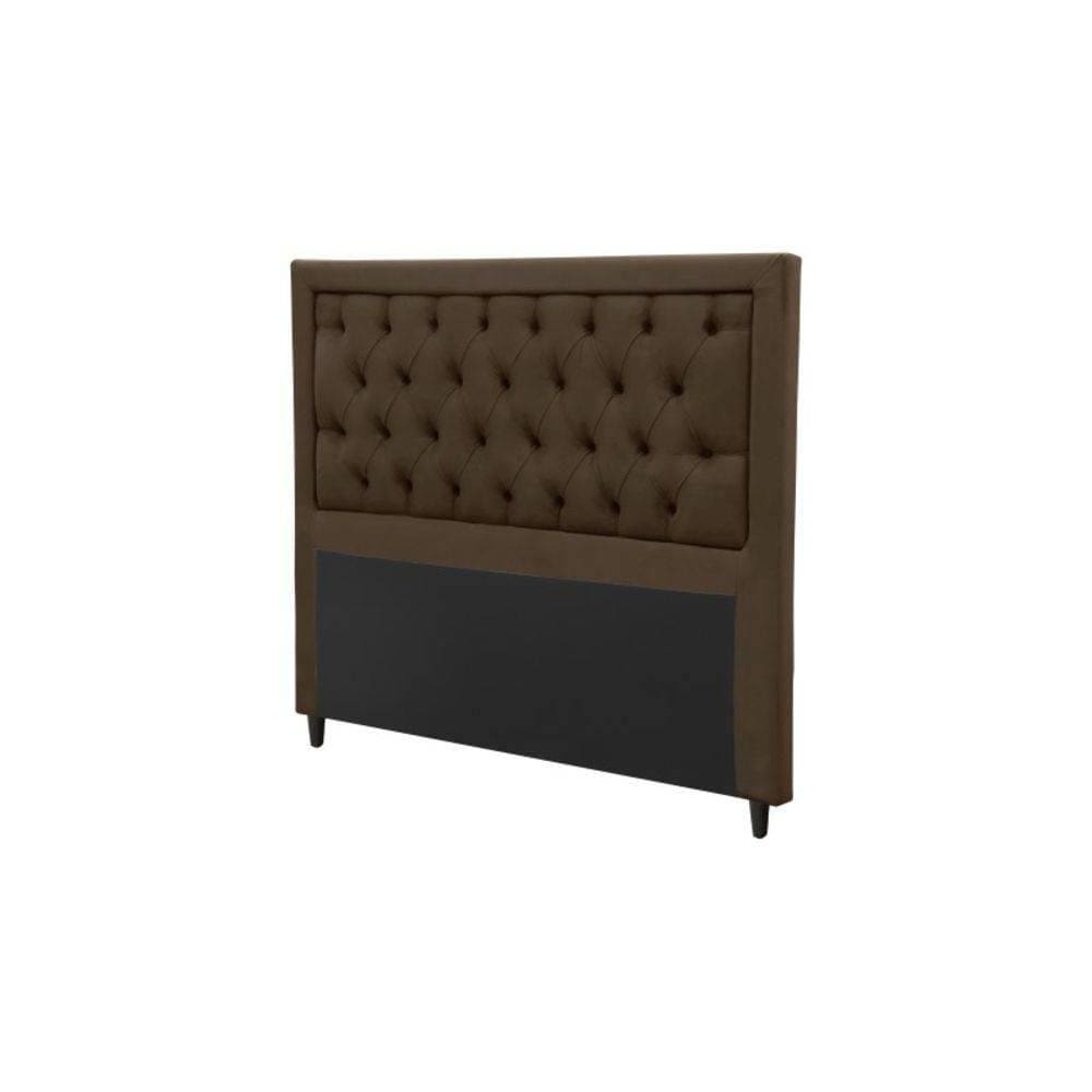 Cabeceira Casal Estofada Baronesa Suede Marrom Chocolate