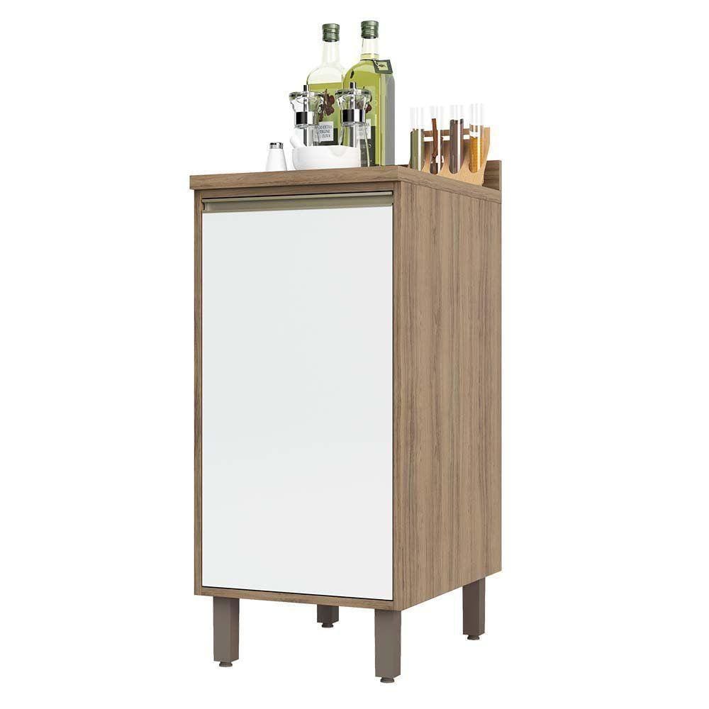 Balcão e Tampo 40 Cm De Abrir 1 Prateleira Mel Vanill e Branco