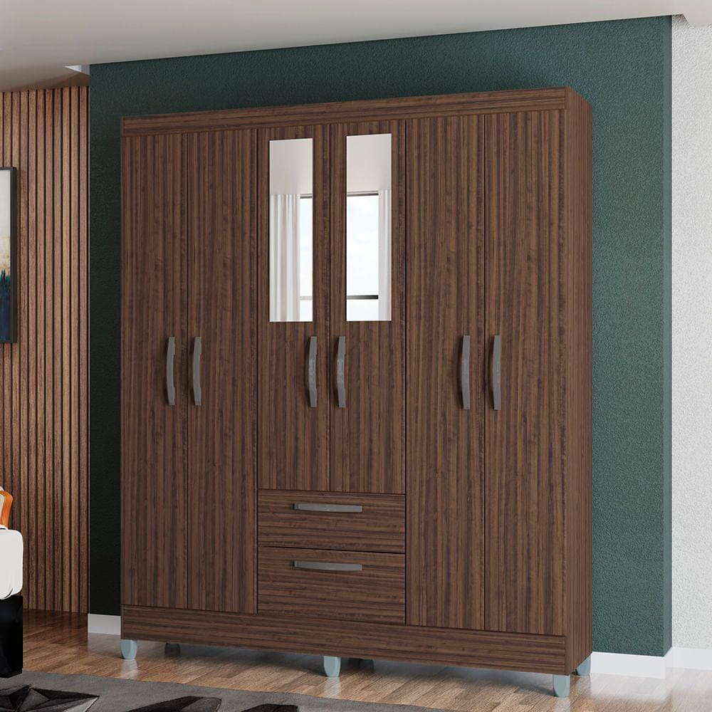 Guarda Roupa Casal 6 Portas 2 Gavetas Multi Poquema