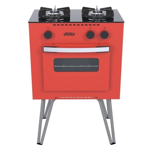imagem-Fogao 2 Bocas Venax Mini Cook Vermelho Gas Glp - Sem voltagem