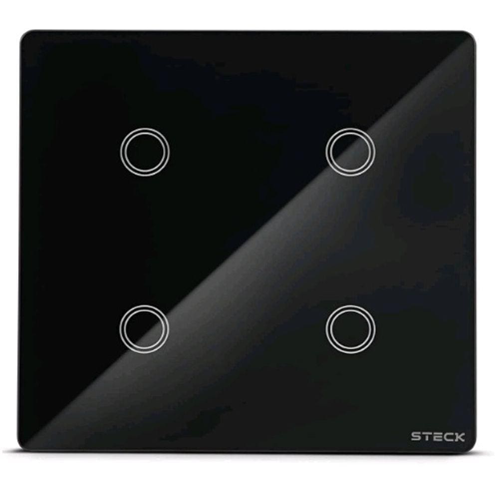 Steck Smarteck Interruptor Inteligente 4 Módulos 4x4 Touch Preto