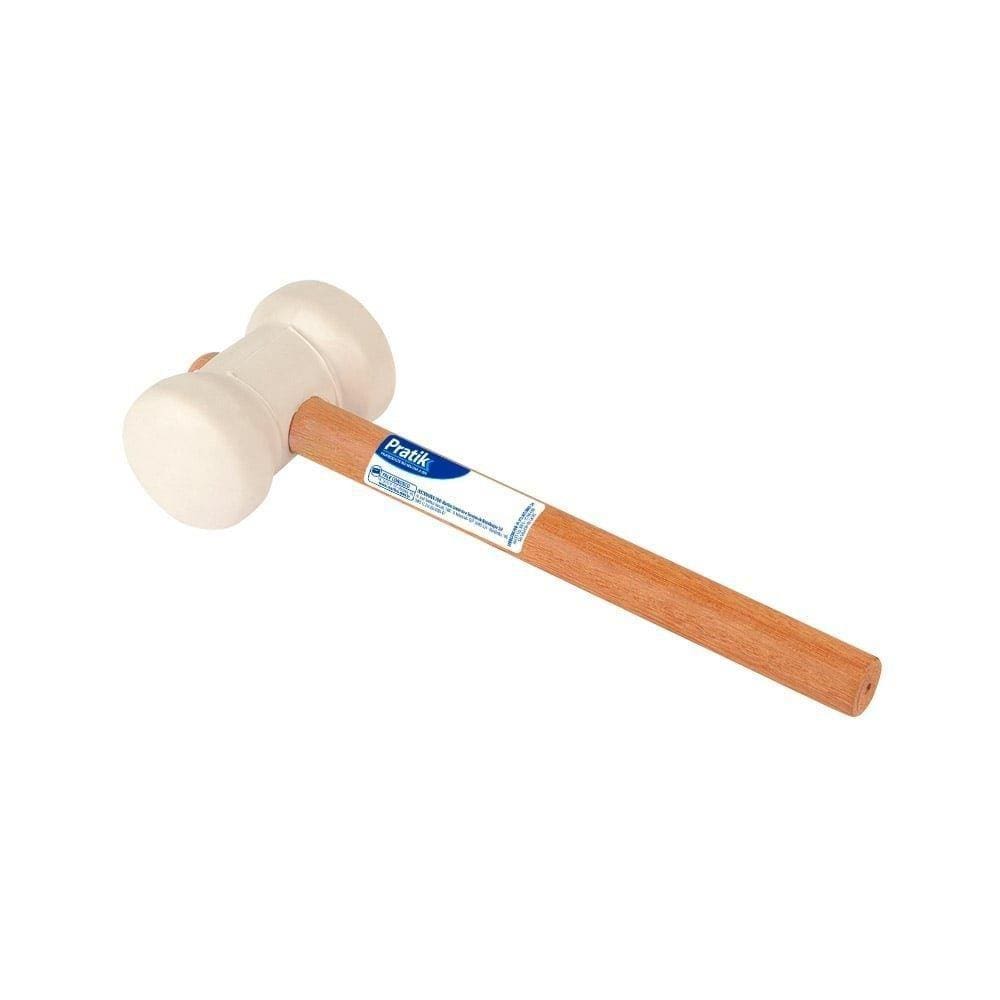 Martelo Borracha Pratik 80mm Branco - Embalagem com 6 Unidades