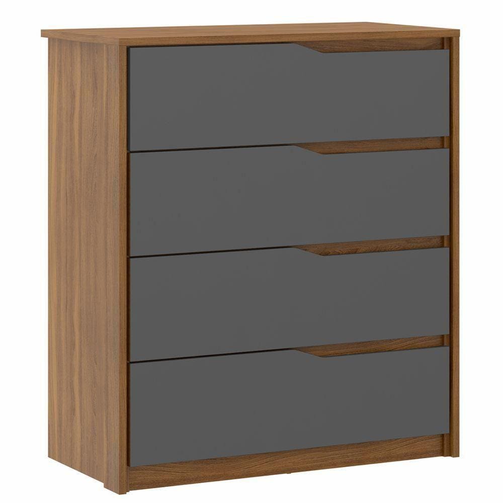 Cômoda 4 Gavetas Amêndola Touch Grafito D4010