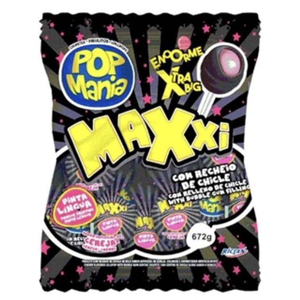Pirulito Pinta Língua c/ Chiclete Pop Mania Maxxi C/24 unids