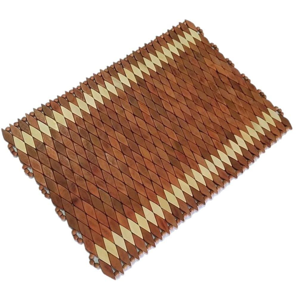 Jogo Americano de Madeira Retangular, 2 Tons Madeira