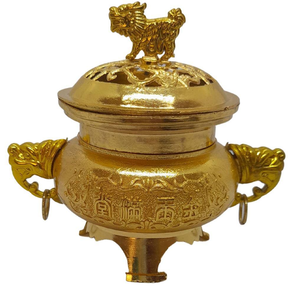 Turíbulo Sacro Defumador Divino De Mesa Metal Dourado 10cm