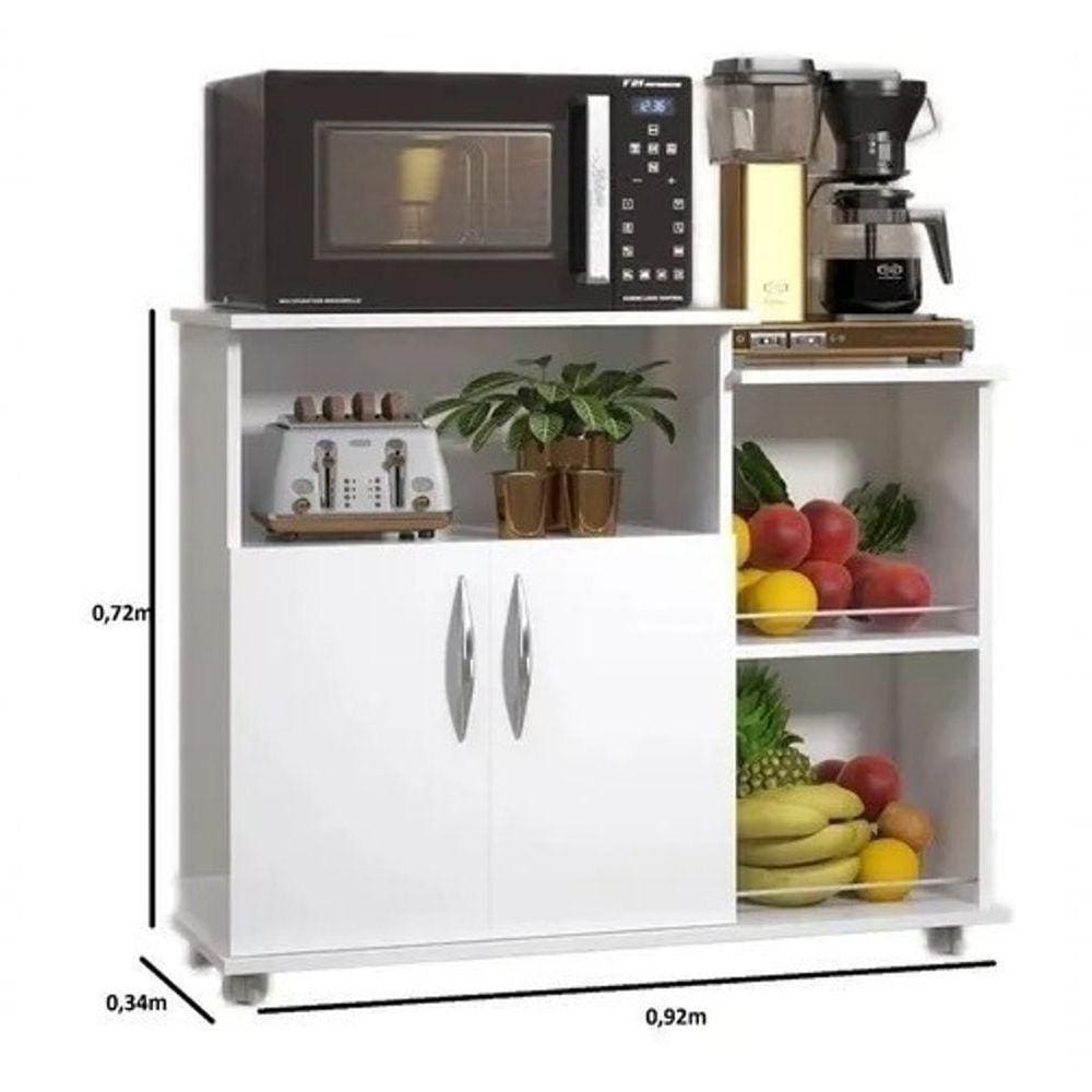 Fruteira Armário Branco Cozinha Base Micro-Ondas Multiuso