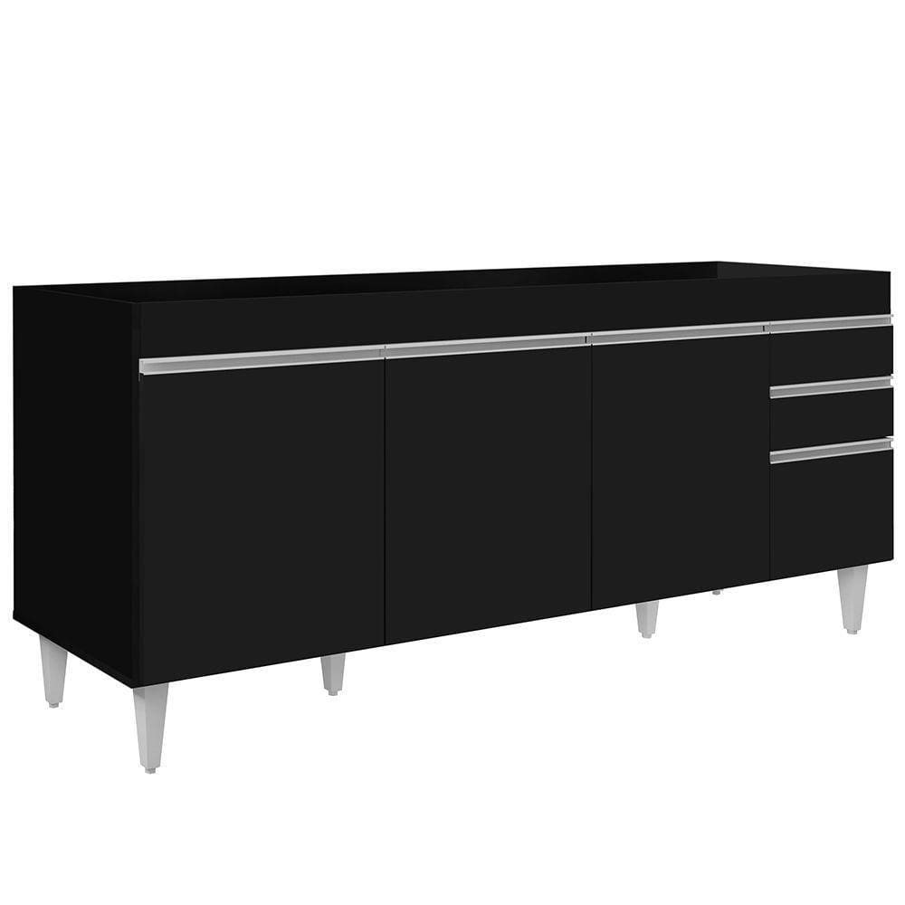 Balcão Gabinete Para Pia 180cm Sem Tampo Dallas Preto