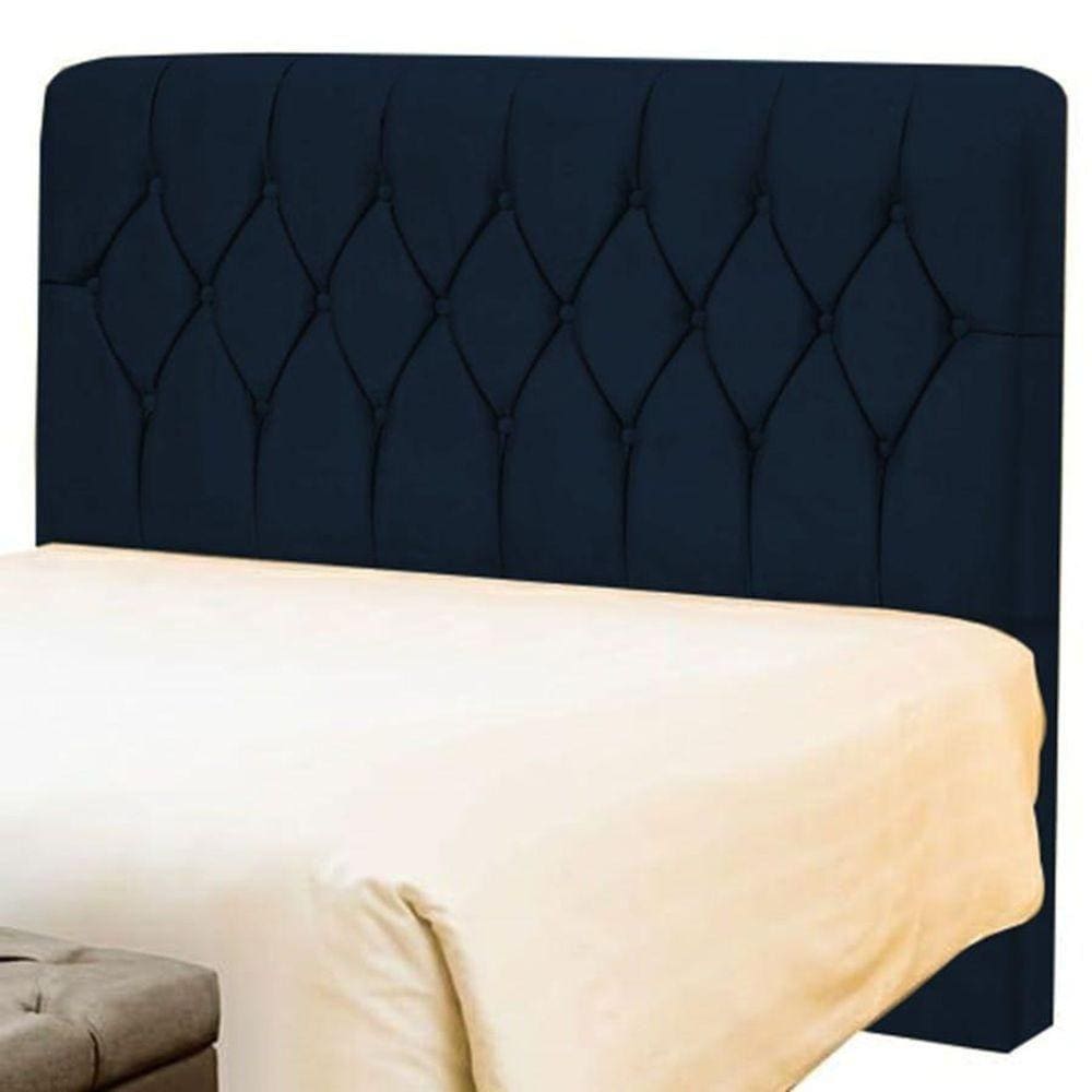 Cabeceira Casal 140cm Capitone Istambul Dobuê Azul Marinho