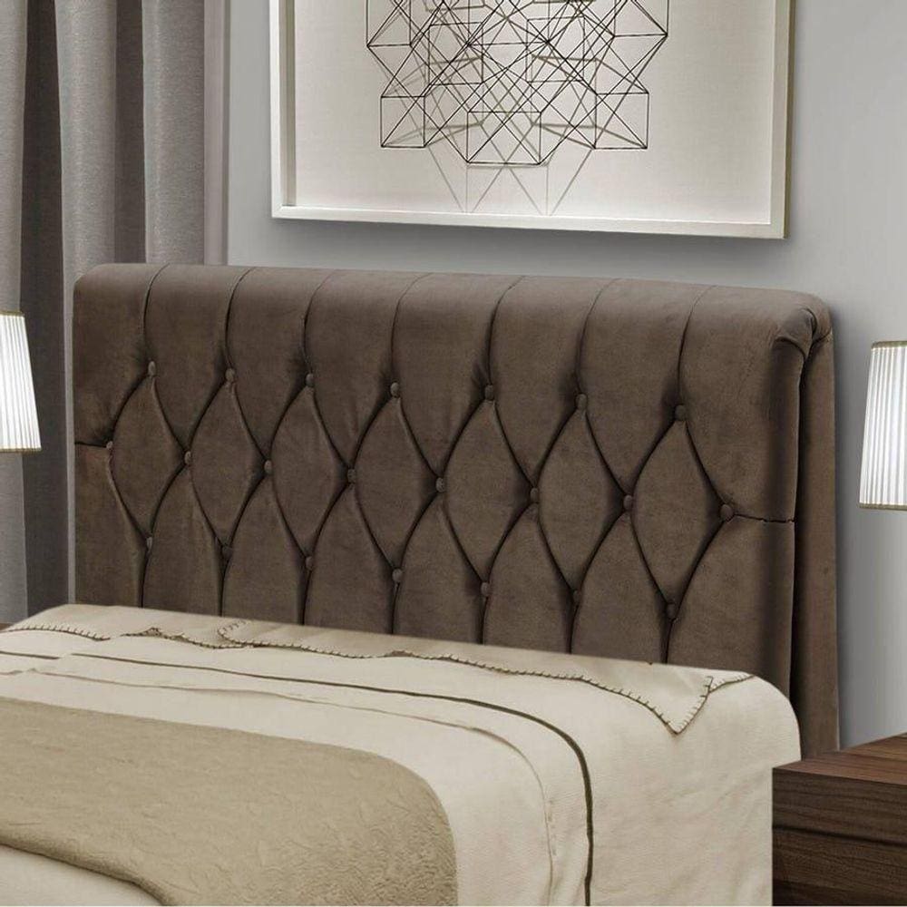 Cabeceira Casal 140cm Capitone Istambul Dobuê Marrom