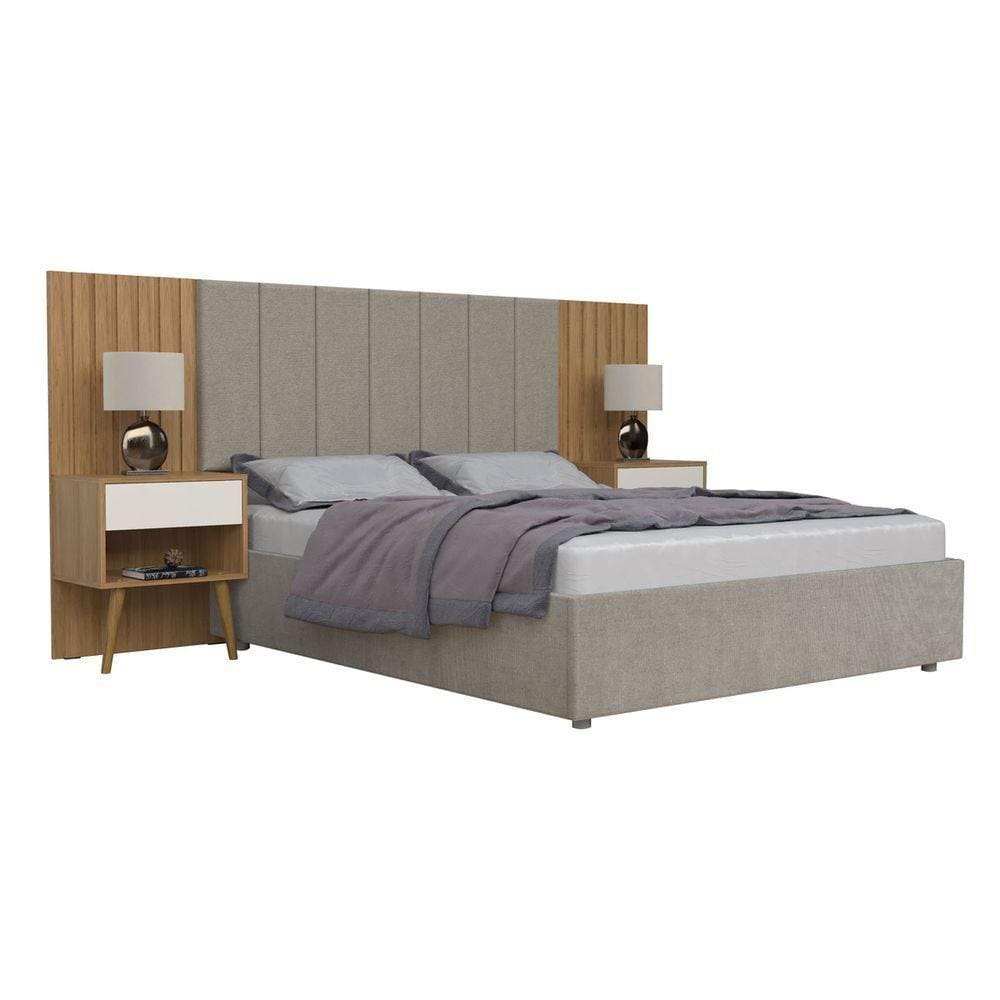 Cabeceira Para Casal Flex Zara Capitone Camarú Pérola C/ 2 M