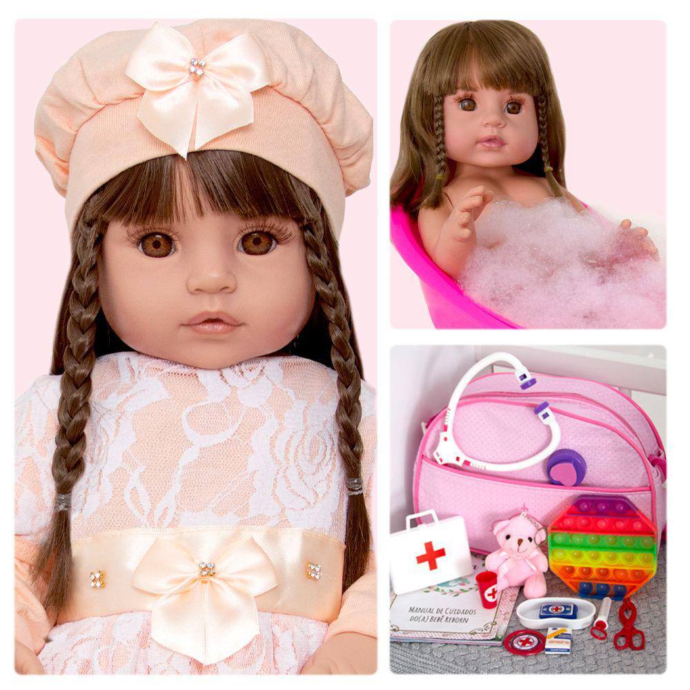 Bebê Reborn Silicone Boneca Mariana Delicada 48 cm 