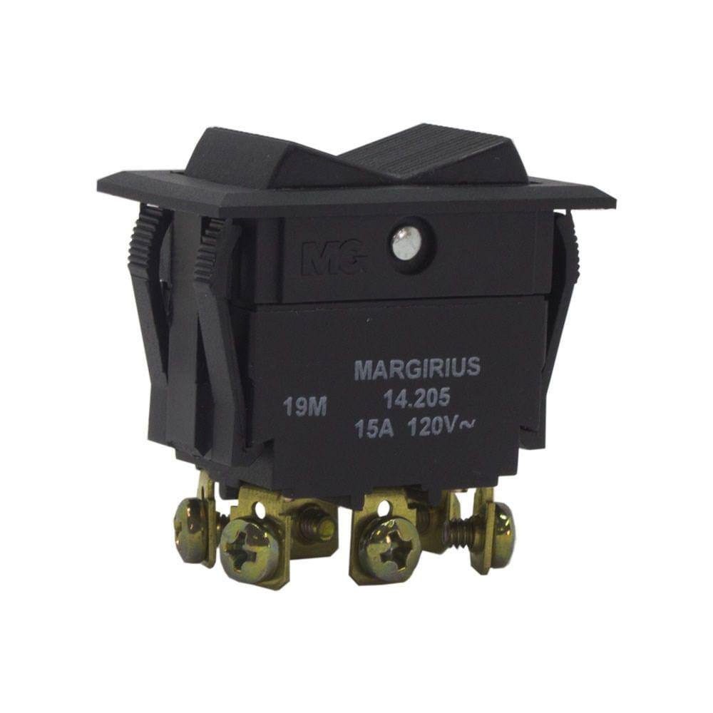 Chave 14205 Interruptor Tecla Bipolar 15A 3 Posições Momentâneas Margirius