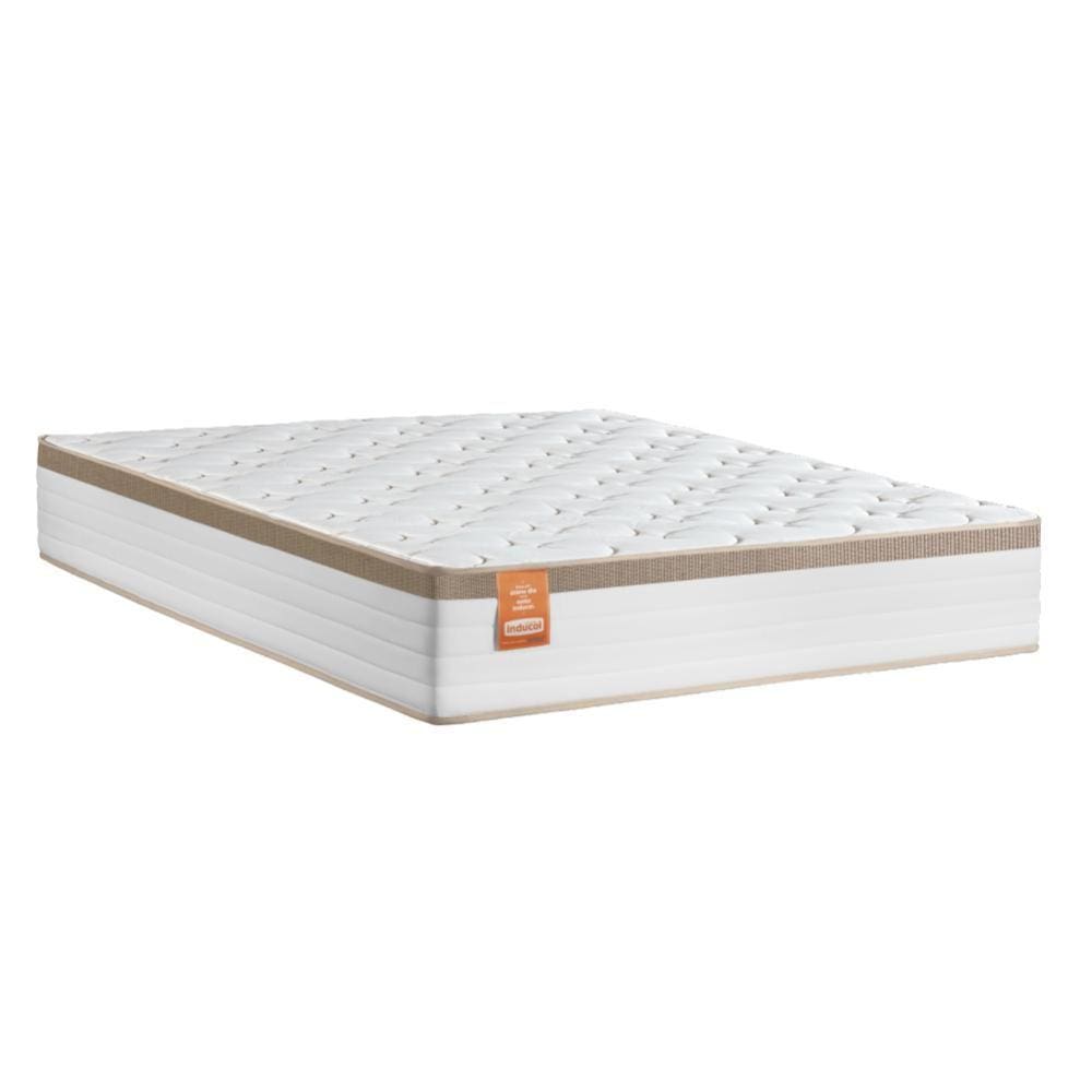 Colchão Casal Queen Molas Ensacadas Real 158x198x27cm Branco / Bege - Suporta até 130Kg Por Pessoa