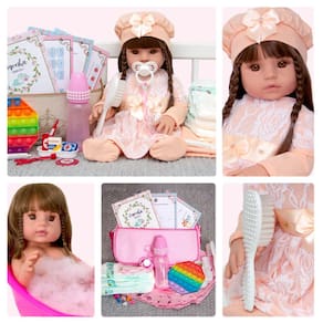 Boneca Bebê Reborn Princesa Larinha Loira Roupa Creme 53cm - Chic