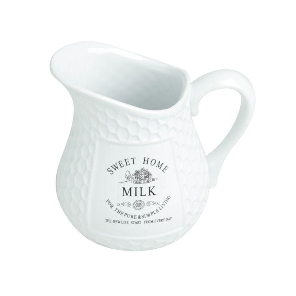 Leiteira de Cerâmica Sweet Home Colmeia Branco 520ml Bon Gourmet