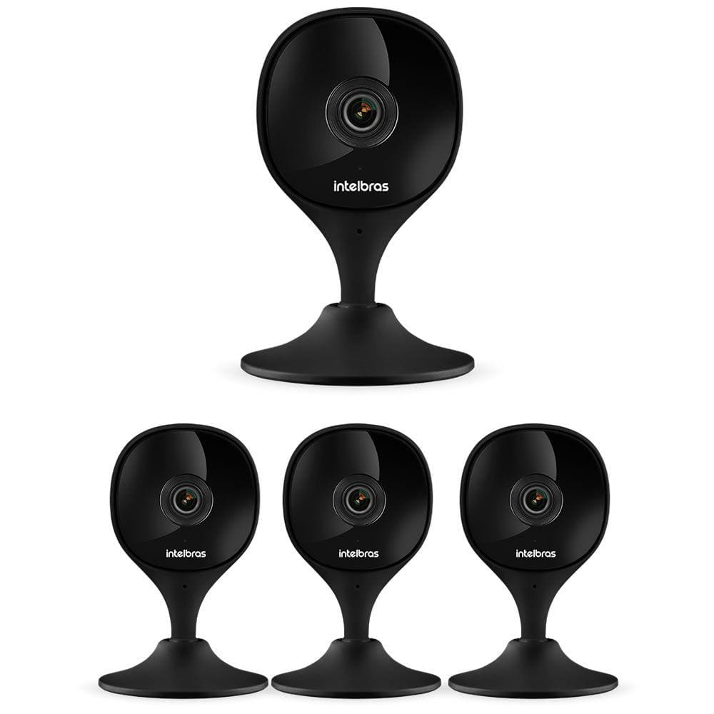 Kit 4 Câmeras Wi-Fi Inteligente Com Alarme e Armazenamento em Nuvem iMX C Black Intelbras