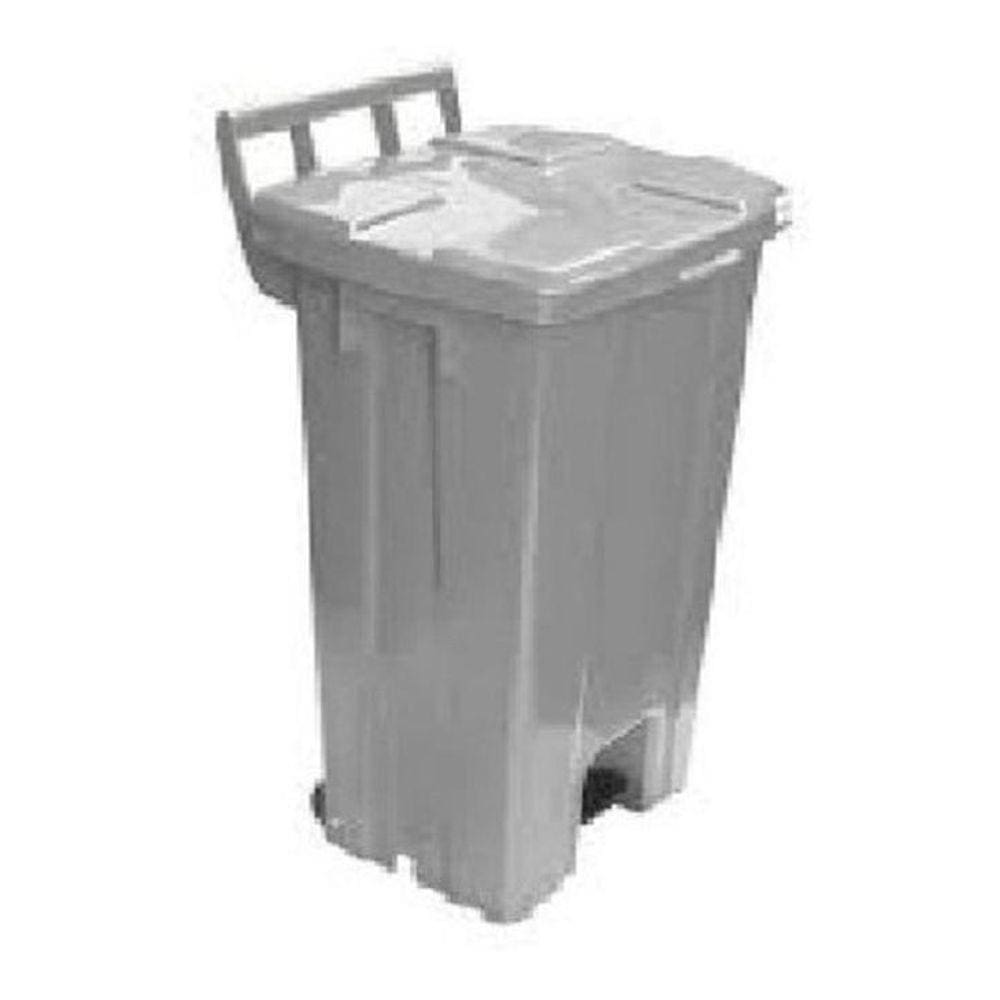 Lixeira Quadrada Com Pedal E Rodas De 100 Litros Cinza