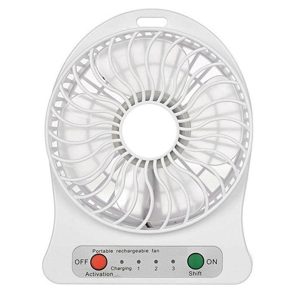 Mini Ventilador Portátil Mesa Usb Com 3 Vel Potente Branco