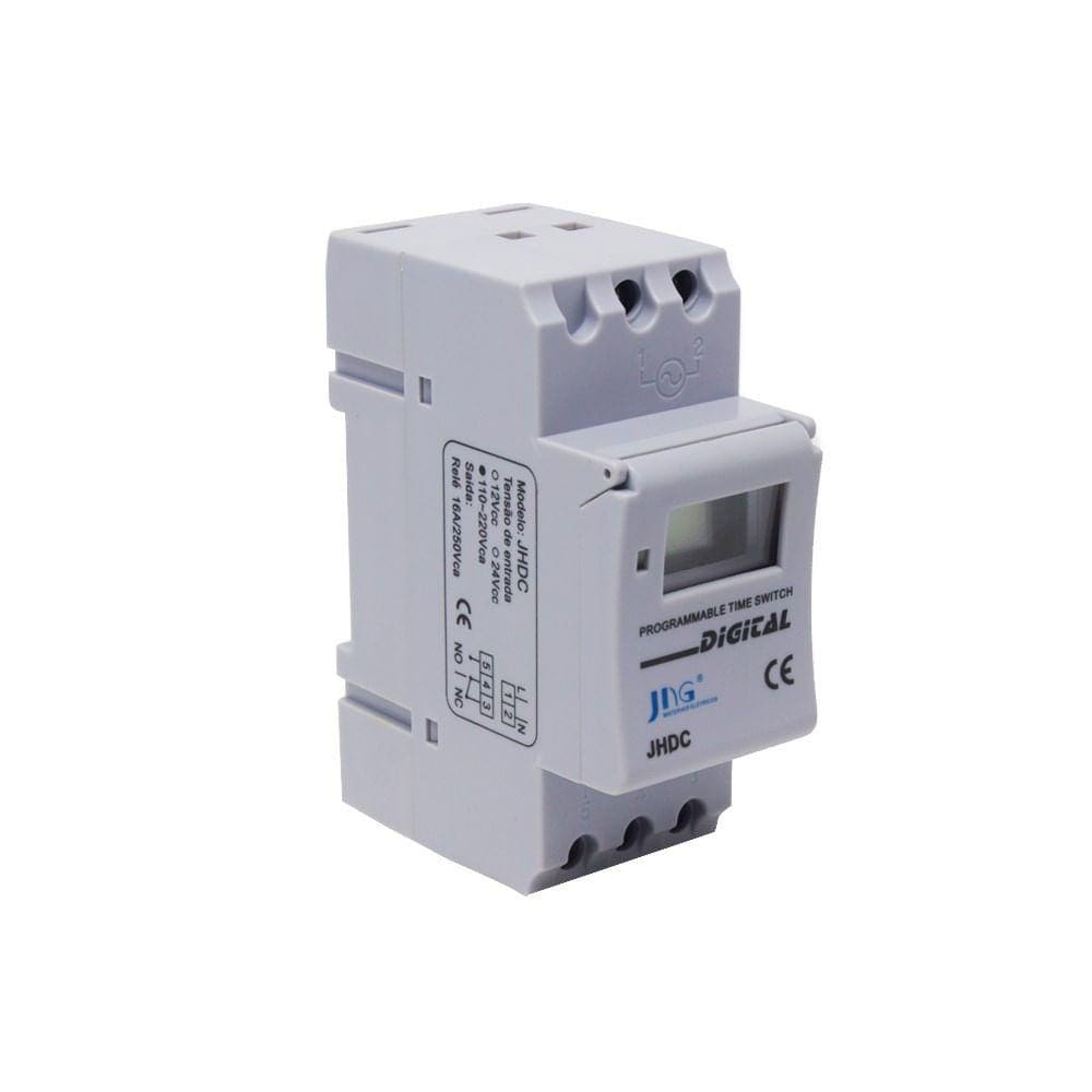 Timer Digital para Trilho 110-220VCA 16A 1 Reversível JHDC JNG