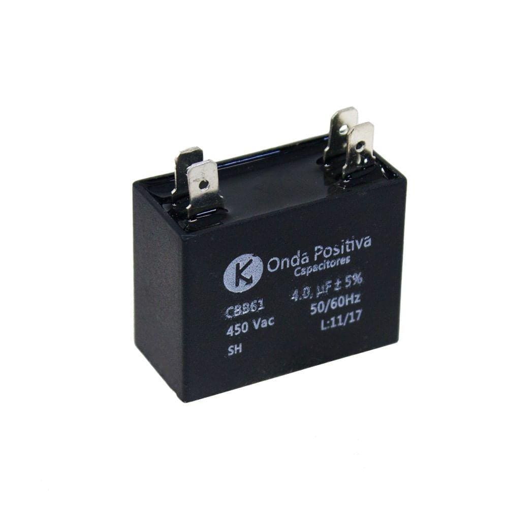 Capacitor Permanente Retangular 4uF 450VCA Onda Positiva