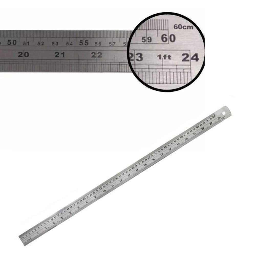 Régua De Costura Metalica Aço Inox Patchwork Scrapbook 60Cm