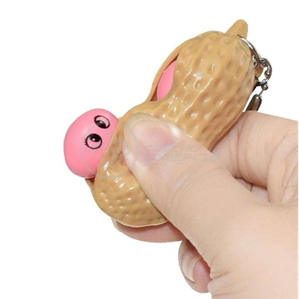 Chaveiro Amendoim Anti Stress Apertar Silicone Sensorial