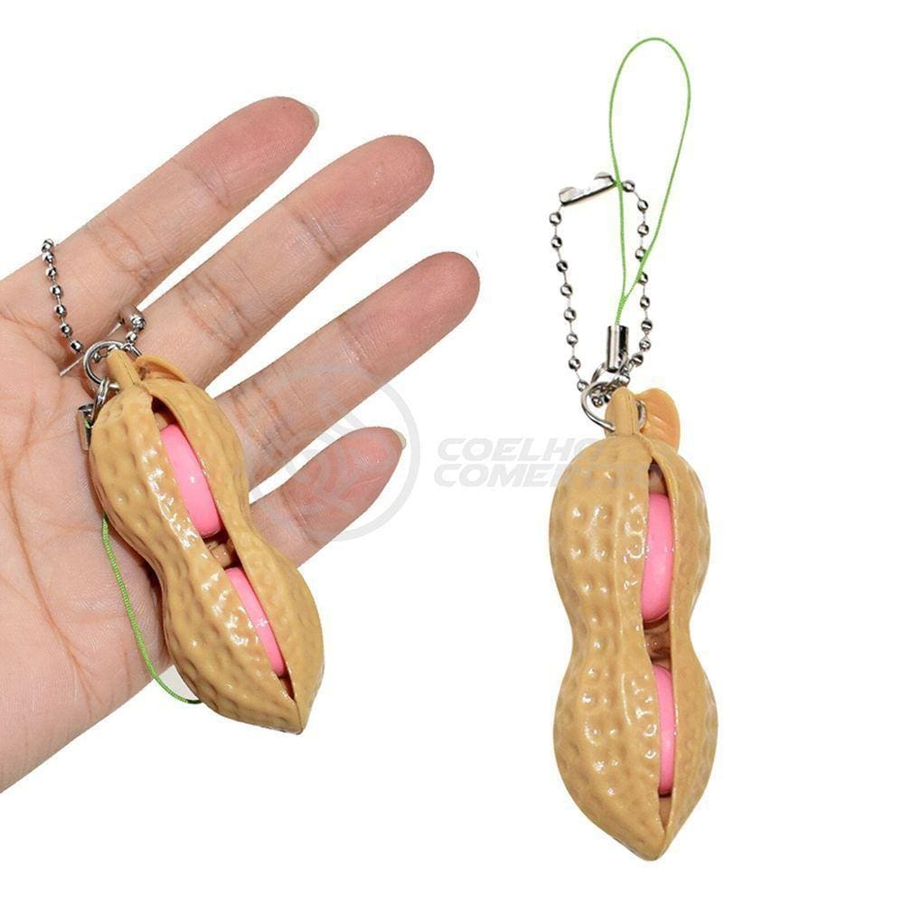 Chaveiro Amendoim Anti Stress Apertar Silicone Sensorial