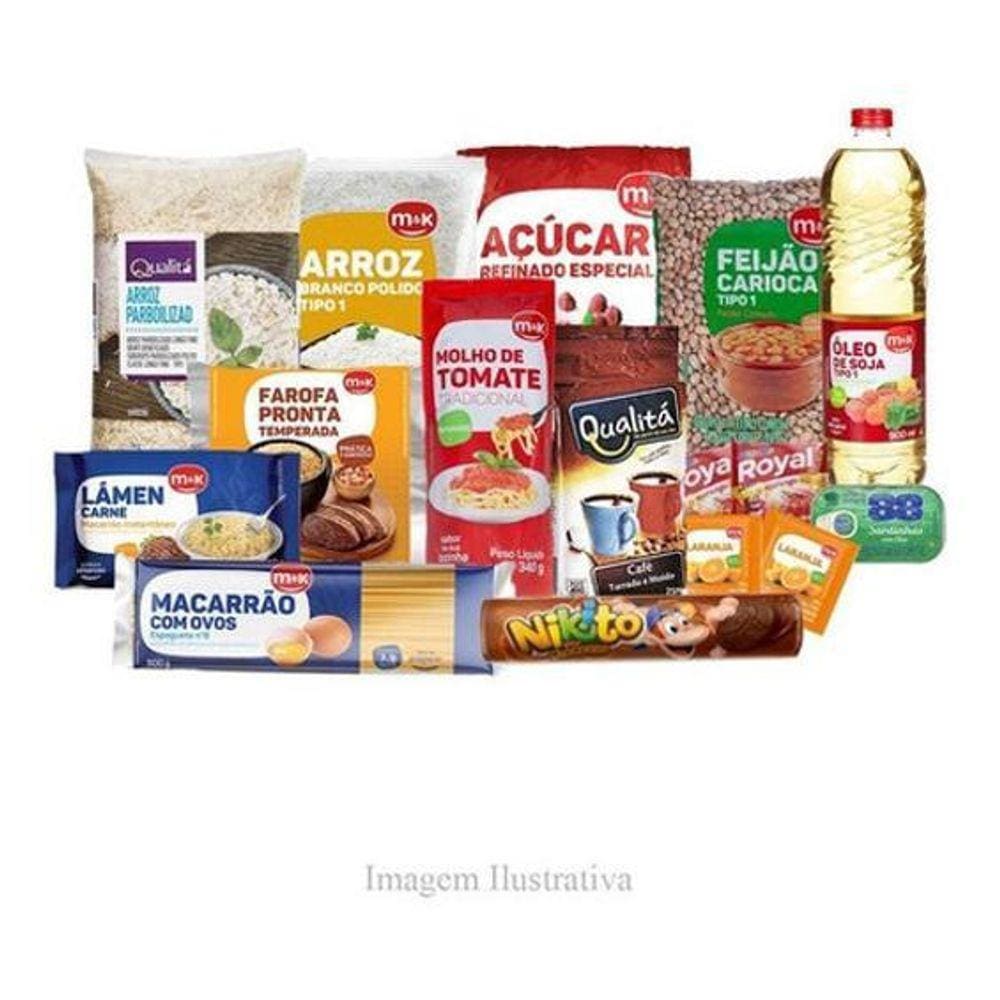 Kit 4 Cesta Básica Completa Alimentos Essenciais 16 Itens