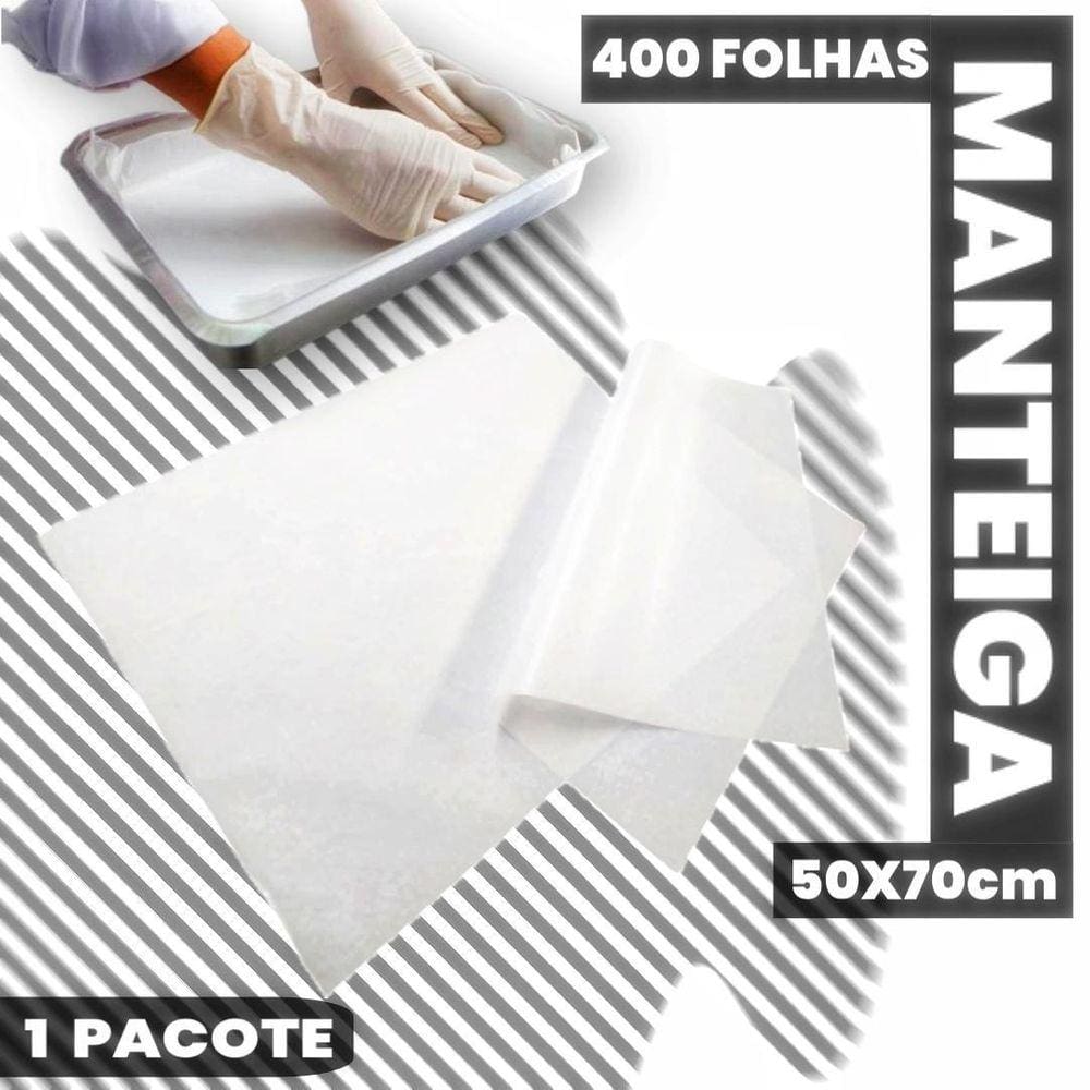 Papel Manteiga 50X70 Fundo Assar Bolo Panificadora 400 Fls