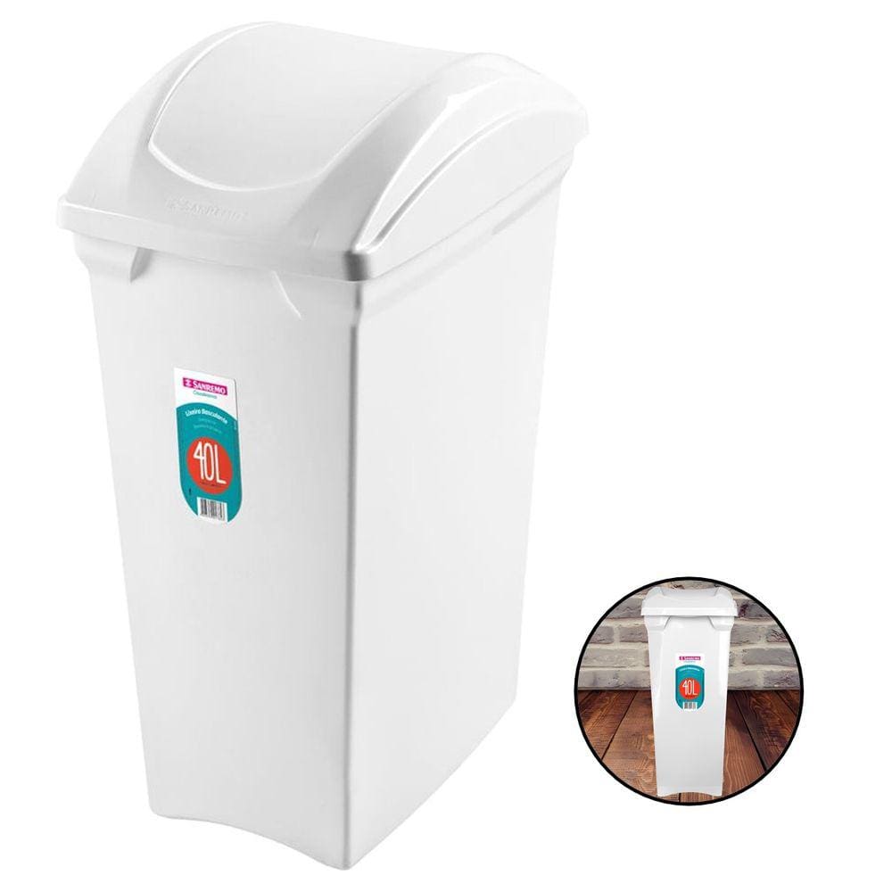 Lixeira 40 Litros Com Tampa Basculante Cesto Lixo Cozinha Banheiro Escritório - SR64/1 Sanremo