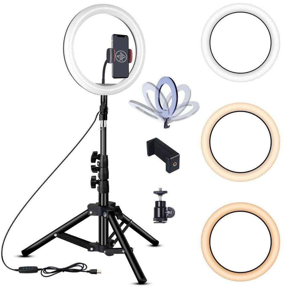 Iluminador Ring Light Tripé Mesa Youtuber Rosa Shock