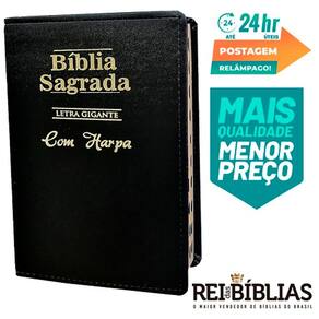 Bíblia Sagrada Letra Grande com Harpa Cristã - Capa couro sintético preto:  Almeida Revista e Corrigida (ARC)