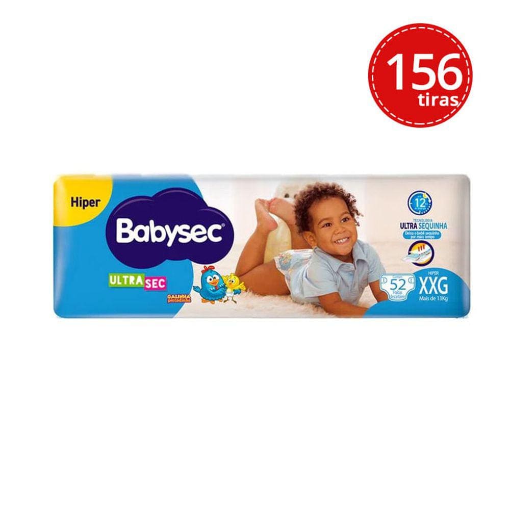 Kit Fralda Descartável Babysec UltraSec Hiper XXG Com 52 Unidades - 3 Unidades