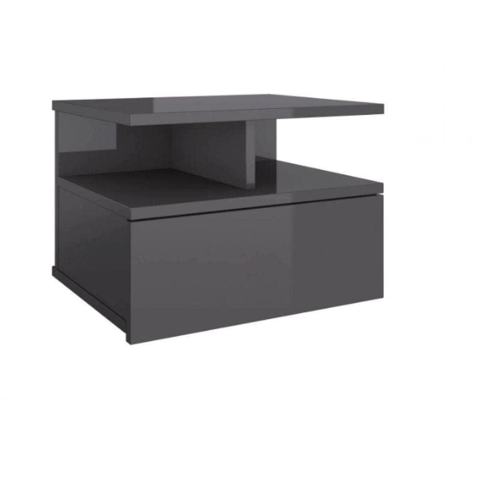 Mesa De Cabeceira Flutuante 1 Gaveta Preto Em Mdf